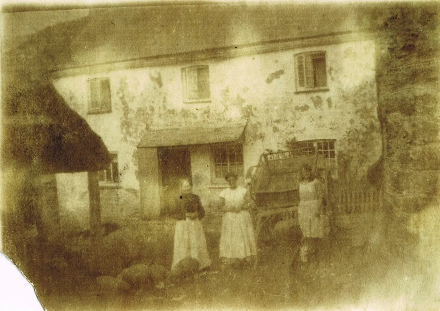 Archive photograph of Frances Ann Tucker and Blanche Tucker outside Town Farm