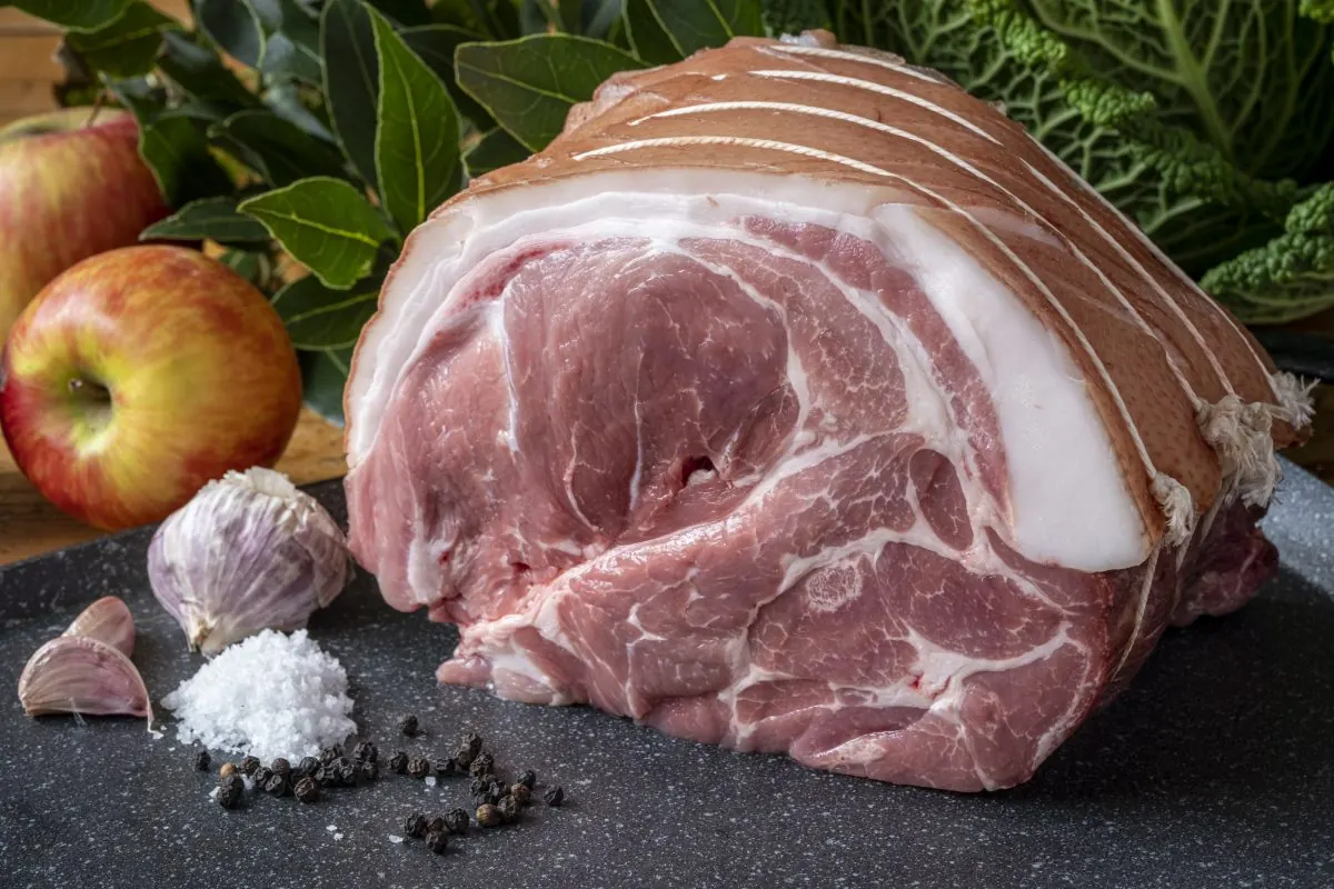 Rolled leg of pork ready for roasting